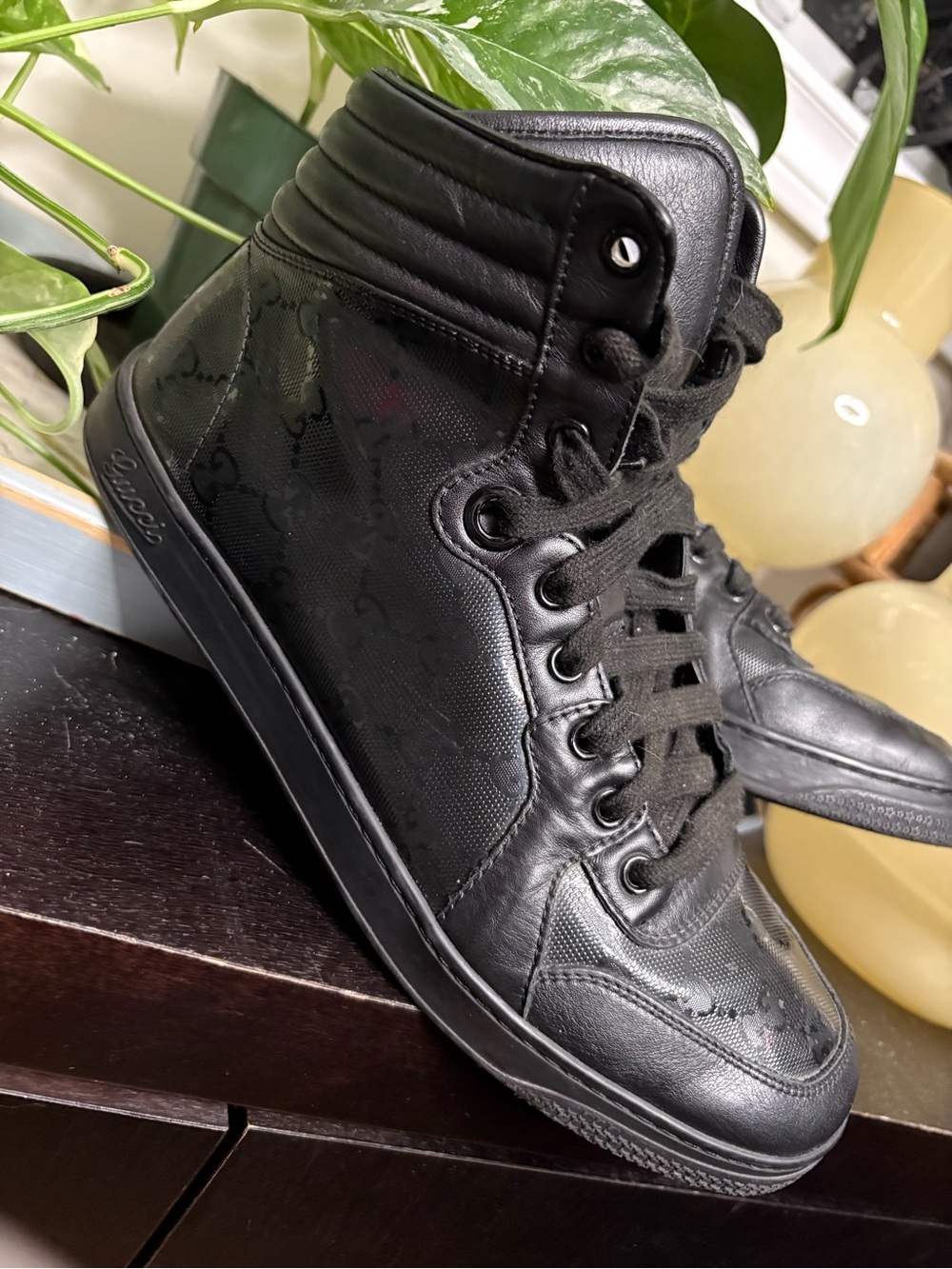 Gucci GG Imprime Black High Top Sneaker 224778 - Picture 5 of 10